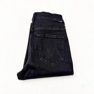 Mother Insider Crop Step Fray Guilty Racer Black Side Stripe Denim Jean Size 27